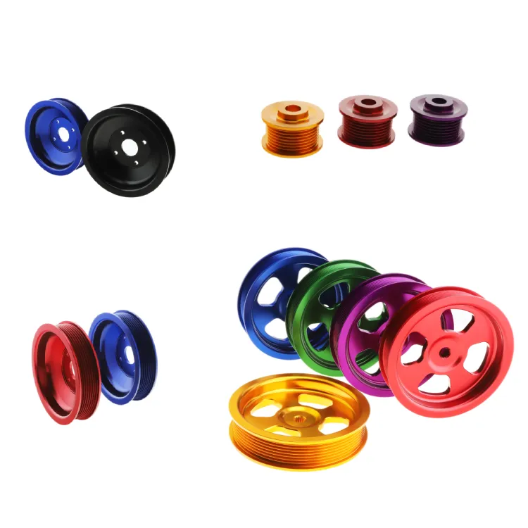 Customized aluminum color anodized pulley, as well as mini models.